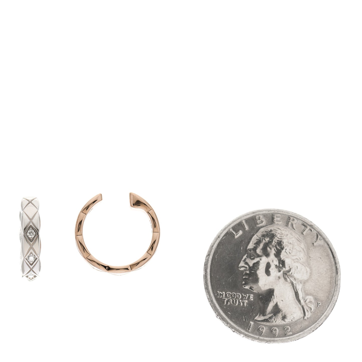 18K Beige White Gold Diamond Coco Crush Ear Cuff Earrings