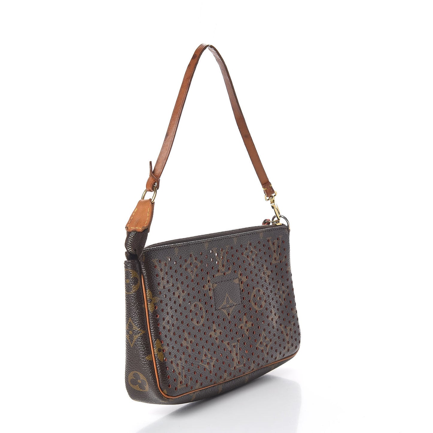 Monogram Perforated Pochette Accessories Bag Orange
