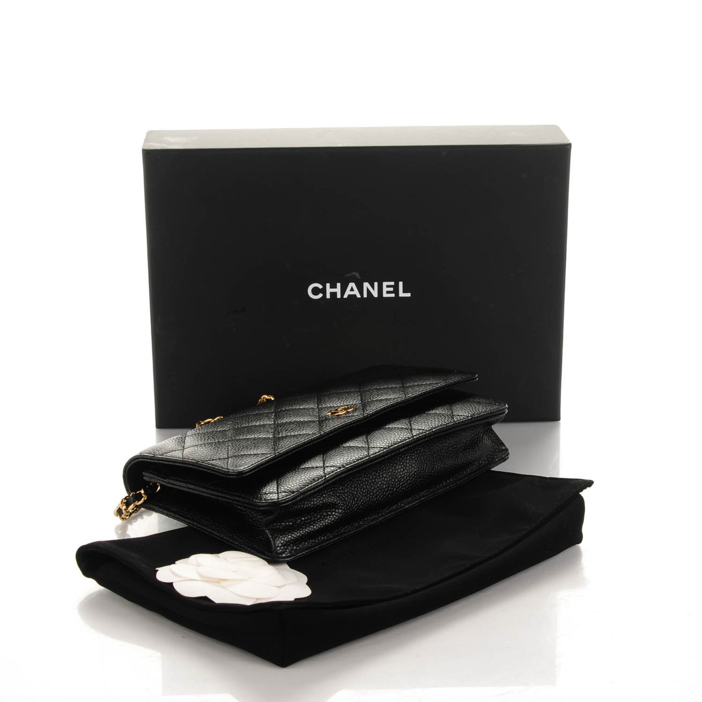 Caviar Quilted Wallet On Chain WOC Black