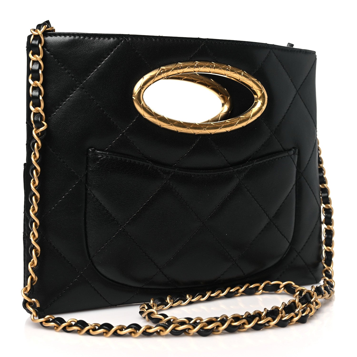 Chanel Lambskin Quilted Clutch Mini Flap Bag Black 3 of 10