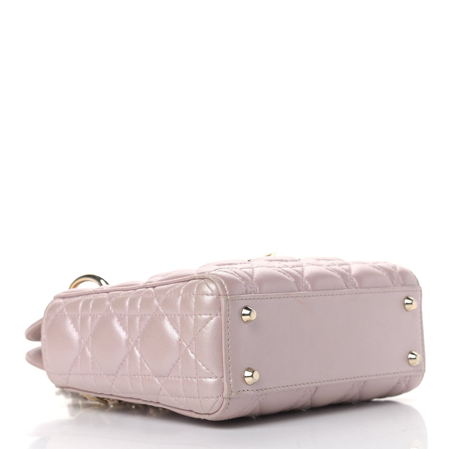 Christian Dior Metallic Lambskin Cannage Mini Lady Dior Lotus 4 of 19
