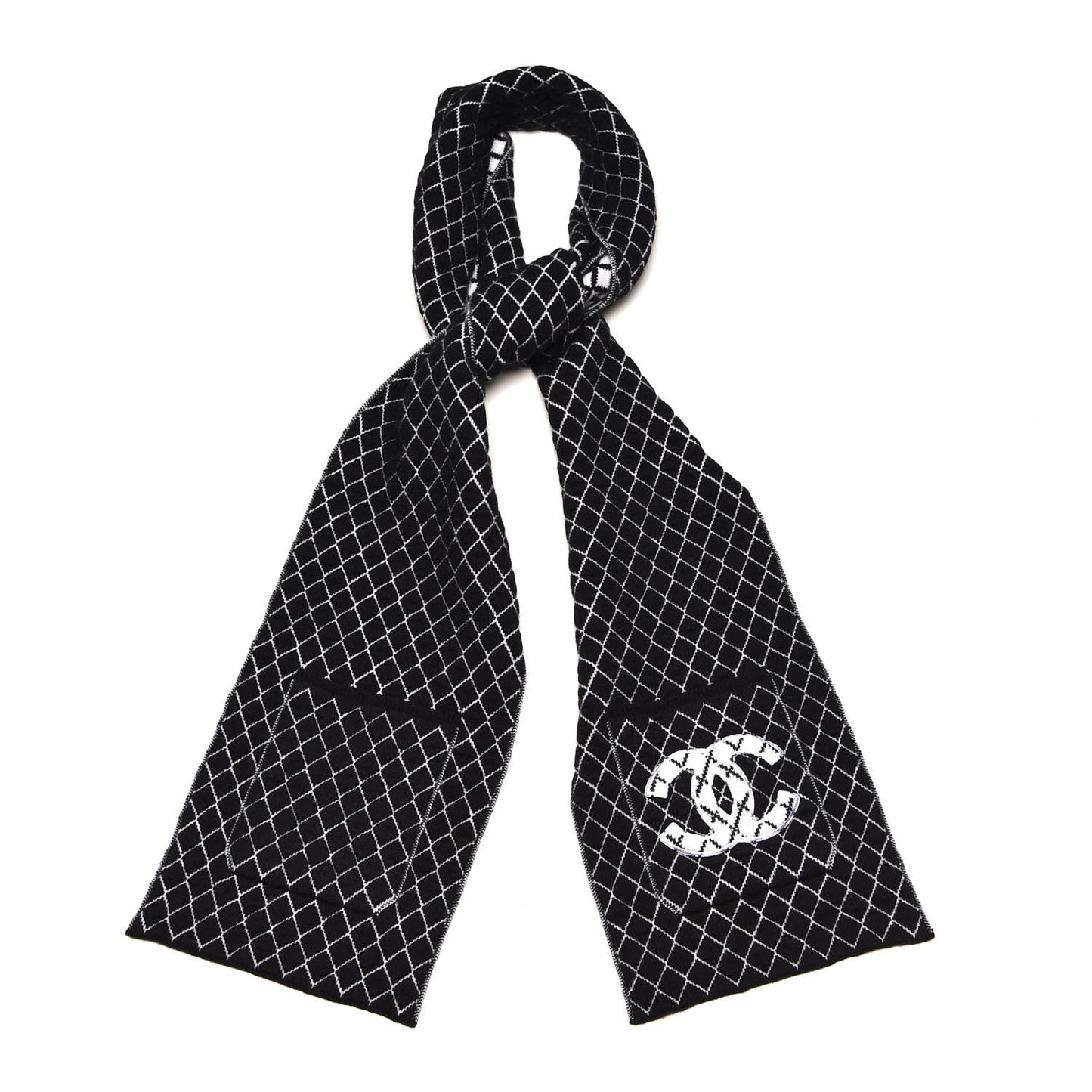 Cashmere CC Pocket Scarf Black White