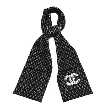Chanel Cashmere CC Pocket Scarf Black White 1 of 5