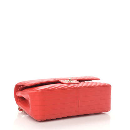 Chanel Lambskin Chevron Quilted Jumbo Double Flap Red 4 of 13
