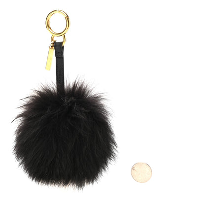 Fendi Fox Fur Pom Pom Bag Charm Black White 2 of 3