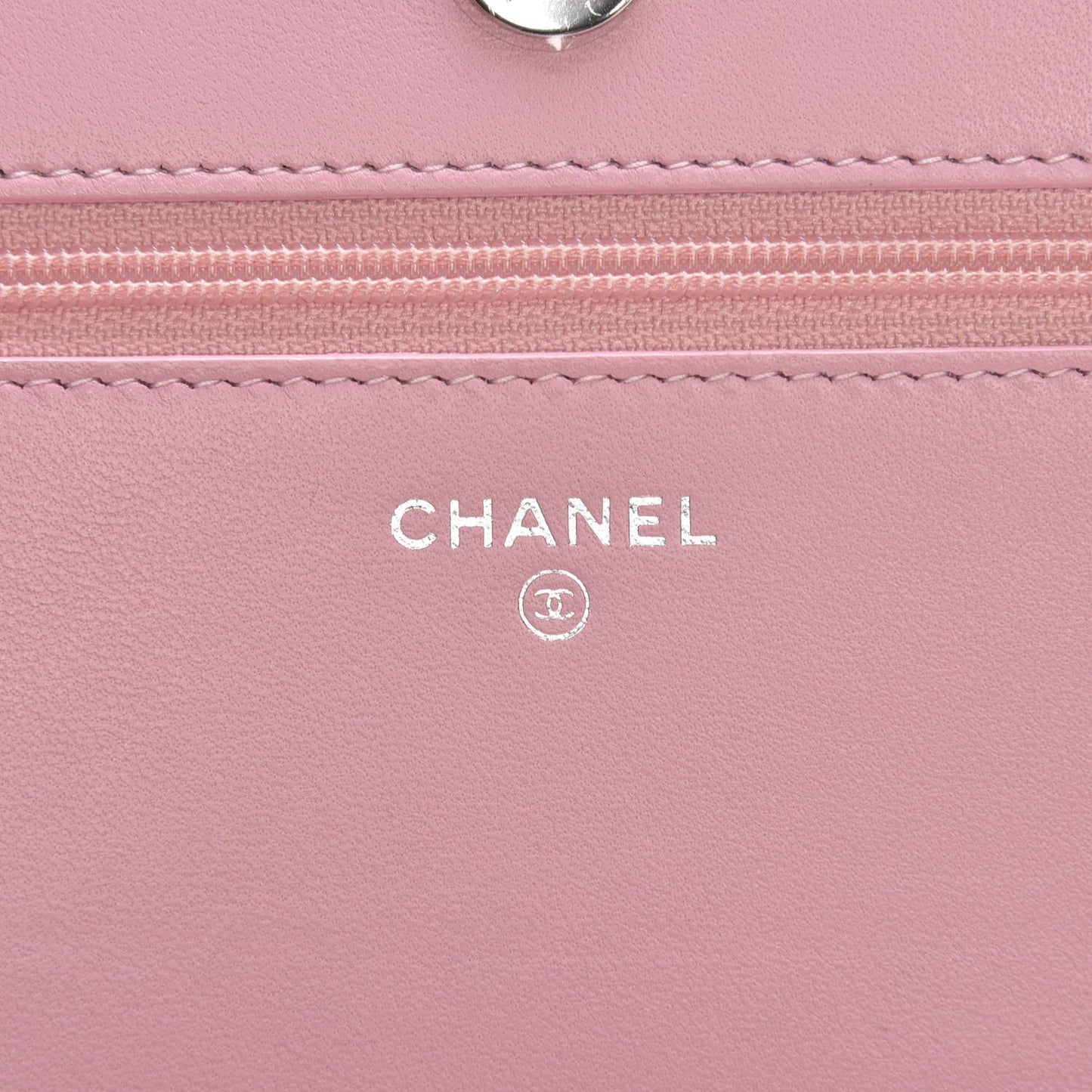Calfskin Crystal Studded Boy Wallet On Chain WOC Pink
