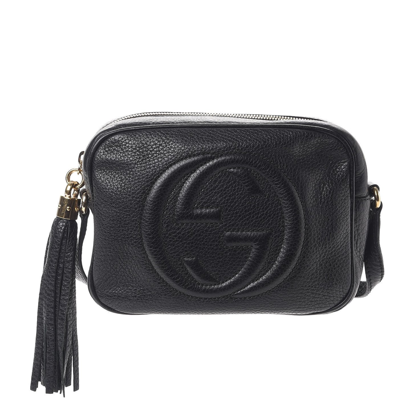 Pebbled Calfskin Small Soho Disco Bag Black