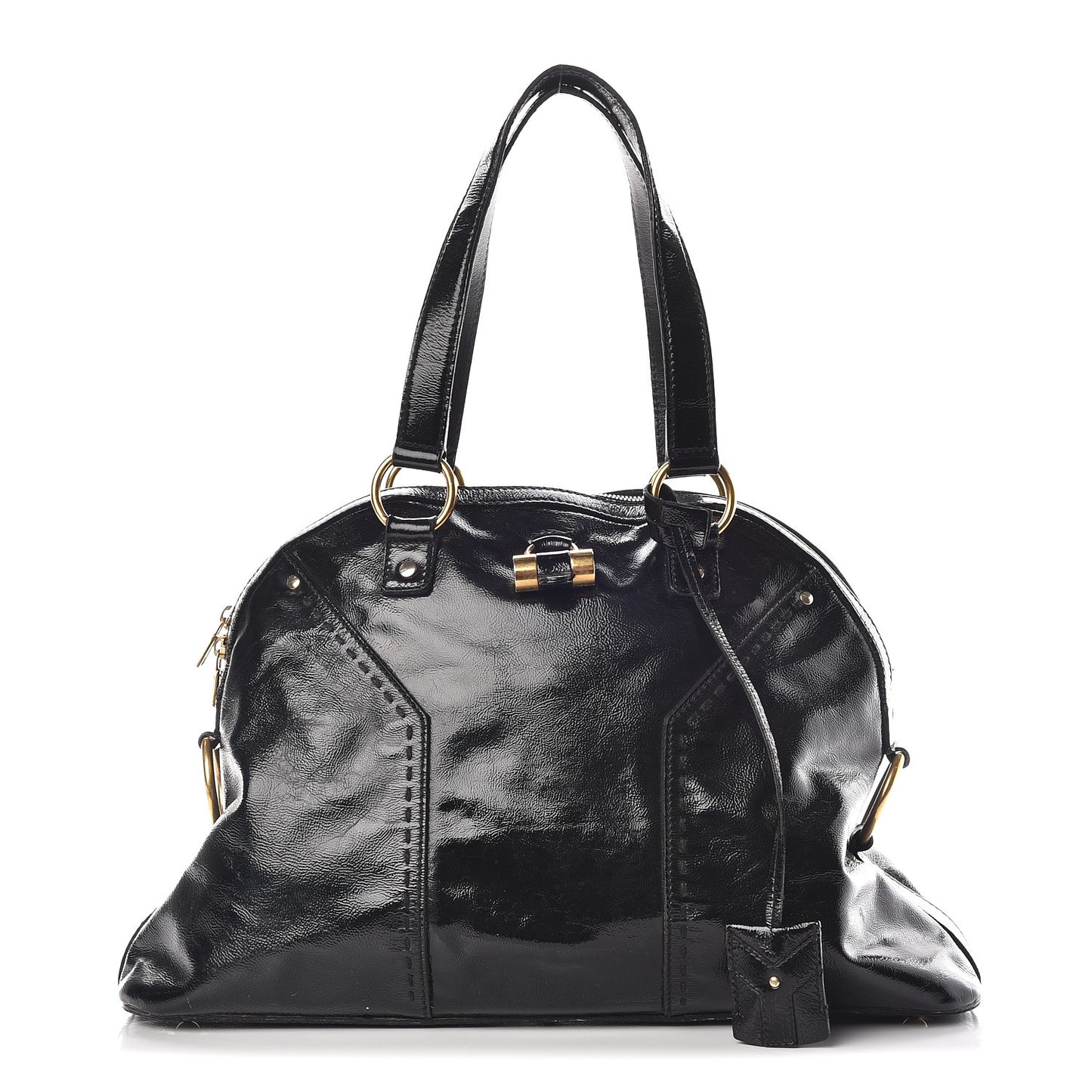 Patent Calfskin Large Muse Black