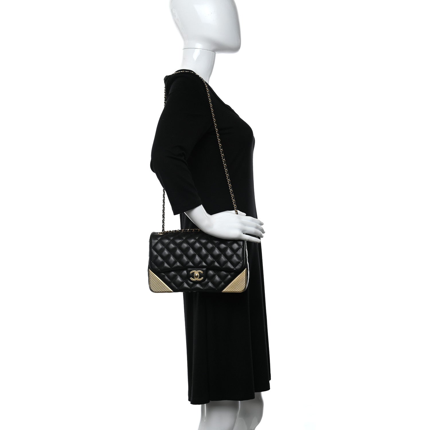 Chanel Calfskin Quilted Rock The Corner Flap Black 4 of 12