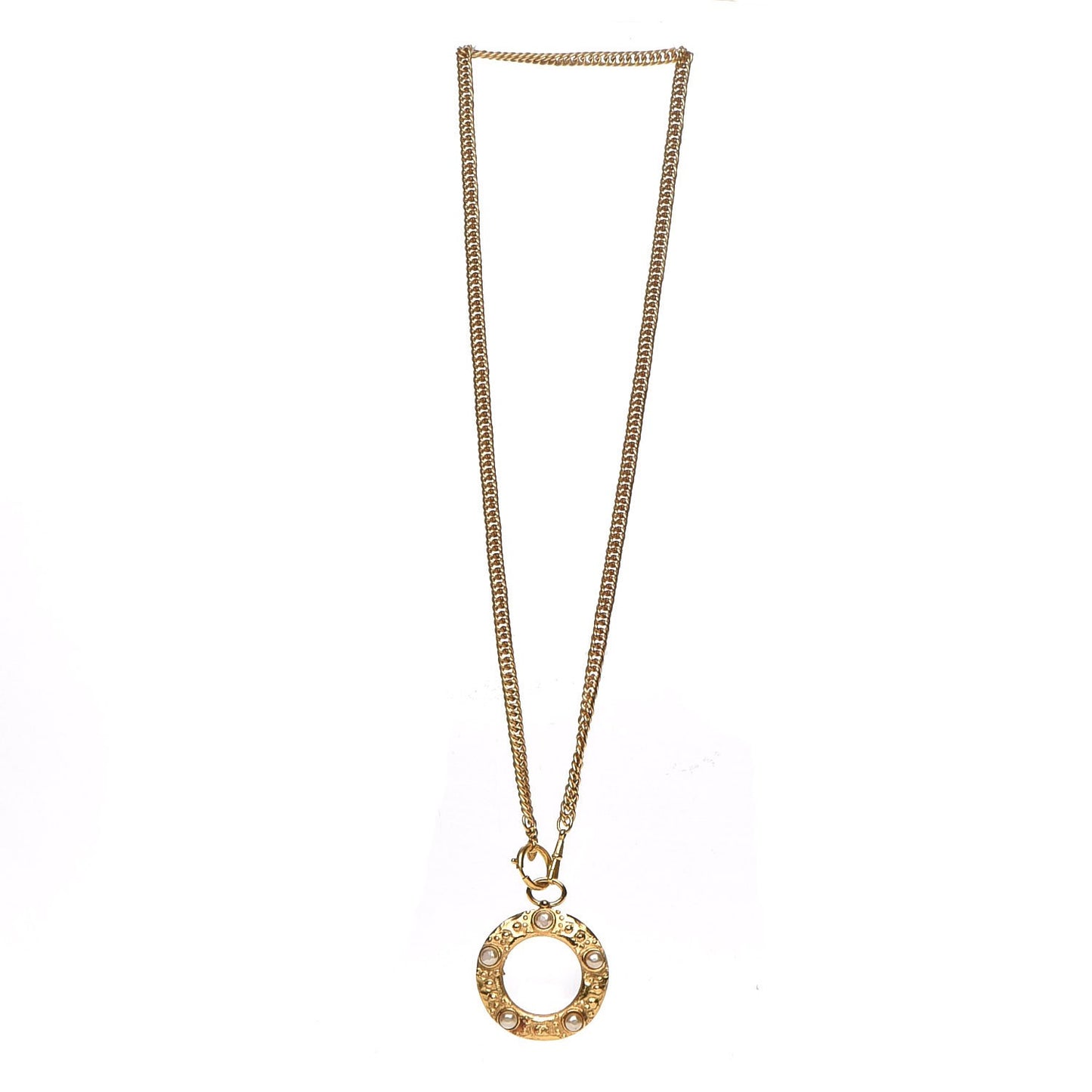 Pearl Loupe Magnifying Glass Necklace Gold