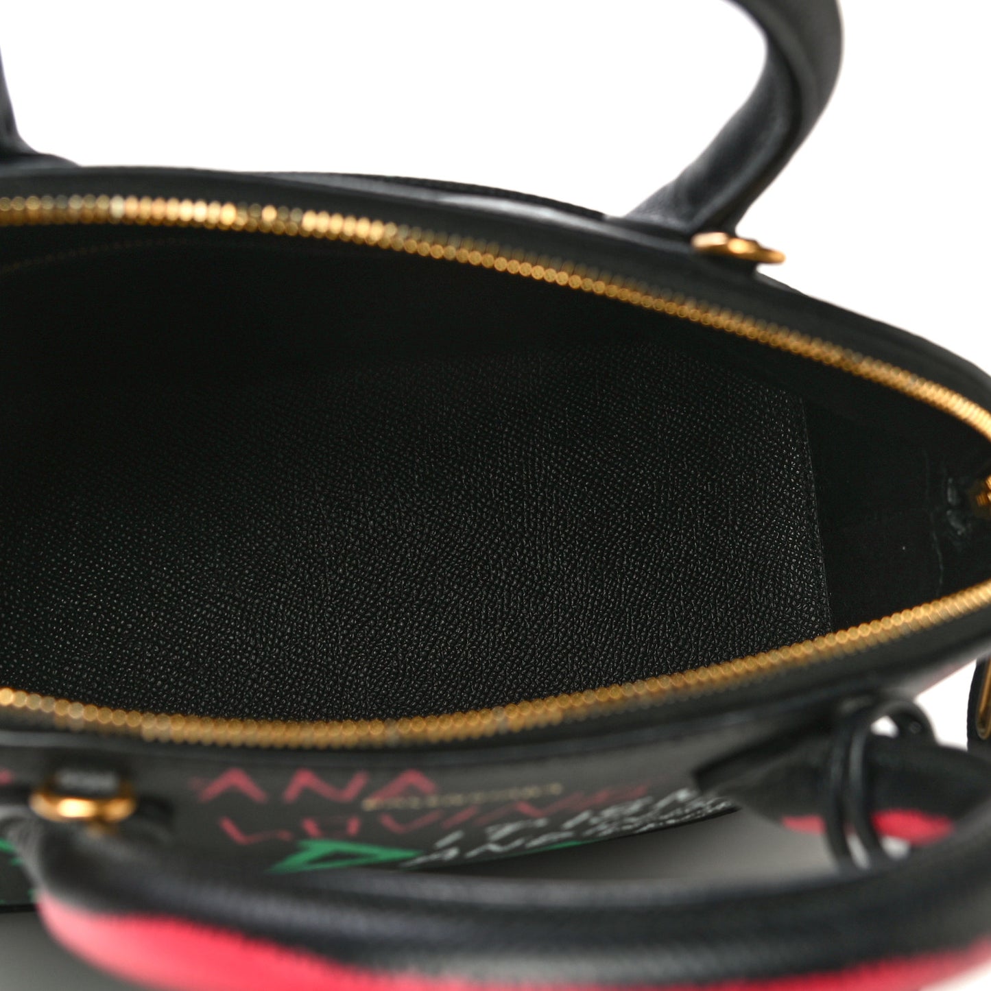 Signature Grained Calfskin Graffiti S Ville Top Handle Bag Black Multicolor