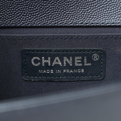 Chanel Metallic Caviar Quilted Medium Boy Flap Navy 6 of 10