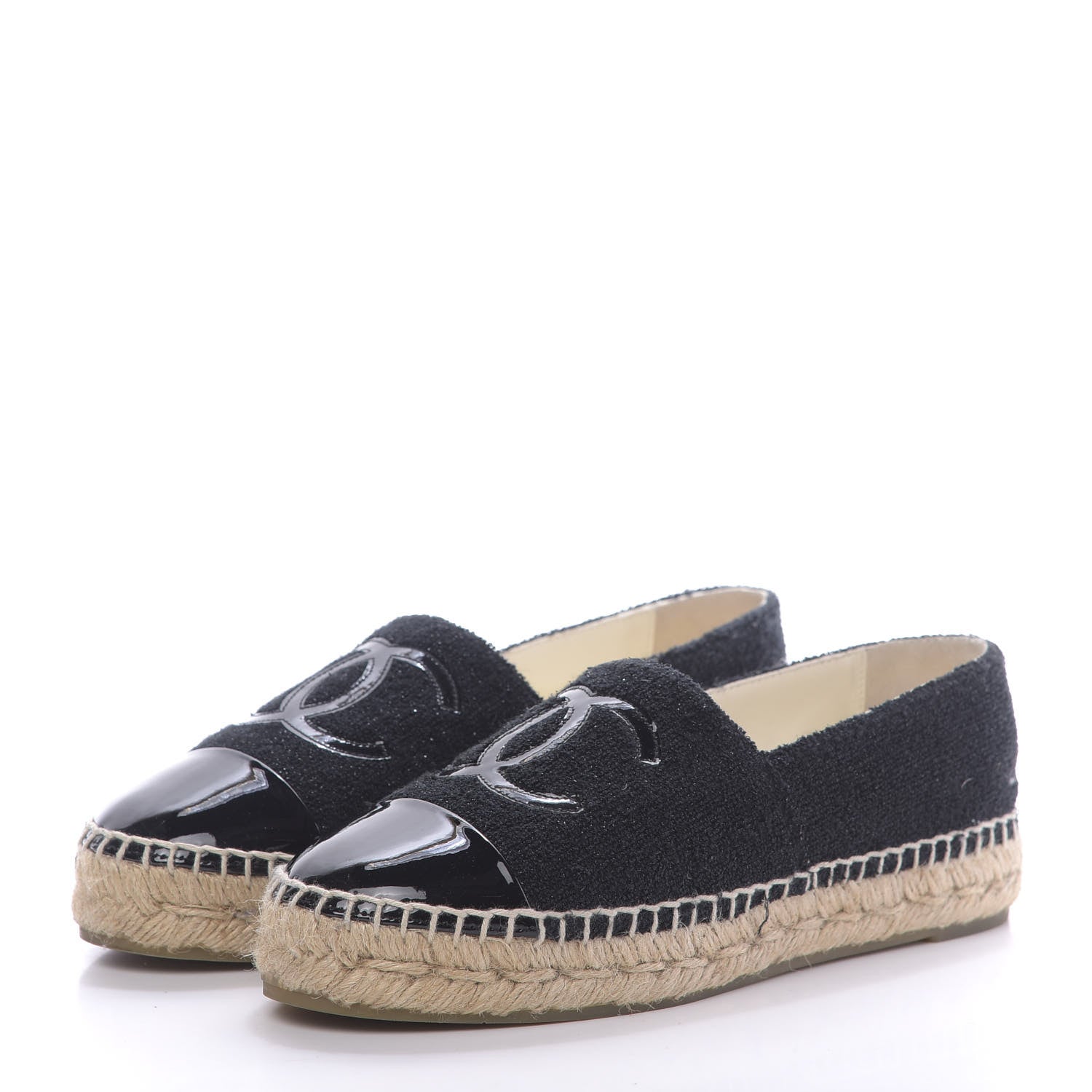 Chanel Fabric Patent Calfskin CC Espadrilles 36 Black 3 of 10