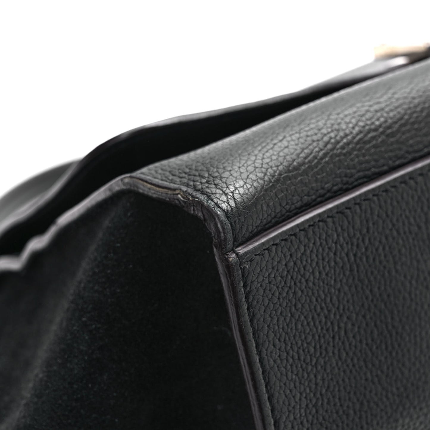 Drummed Calfskin Suede Medium Trapeze Black