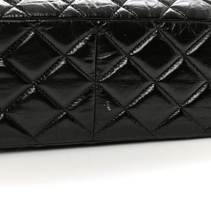 Chanel Shiny Distressed Calfskin Quilted Jumbo Double Flap So Black 12 of 12