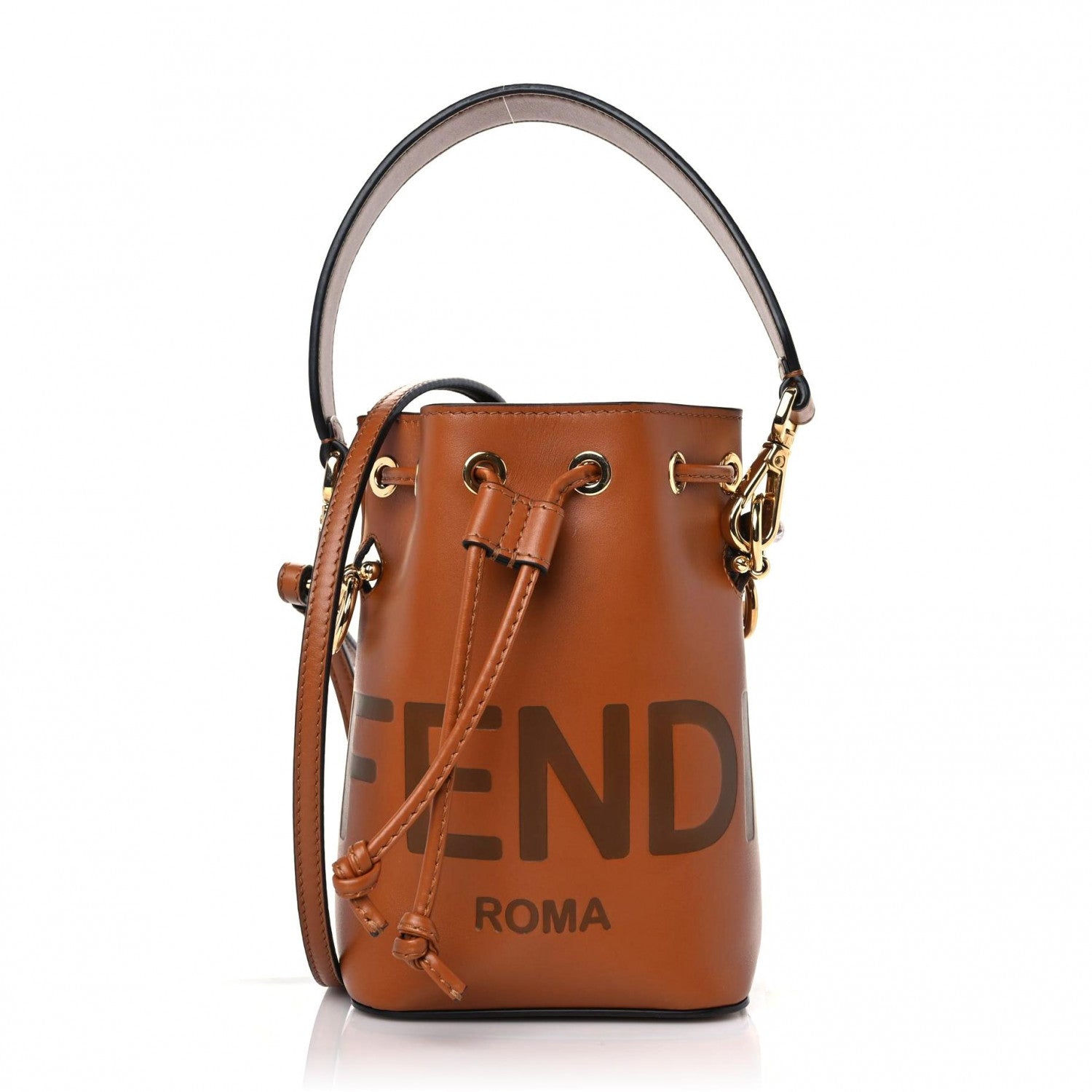 Fendi Vitello King F is Fendi Logo Embossed Mini Mon Tresor Bucket Bag Cuoio 1 of 13