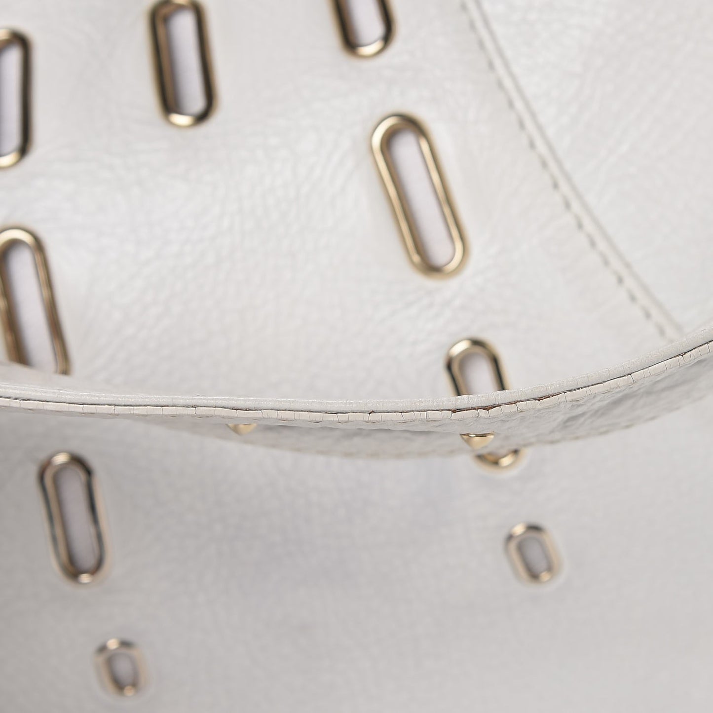 Calfskin Grommet Khan Hobo White
