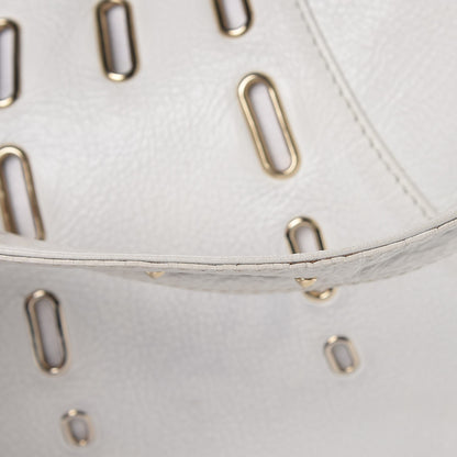 Jimmy Choo Calfskin Grommet Khan Hobo White 14 of 20