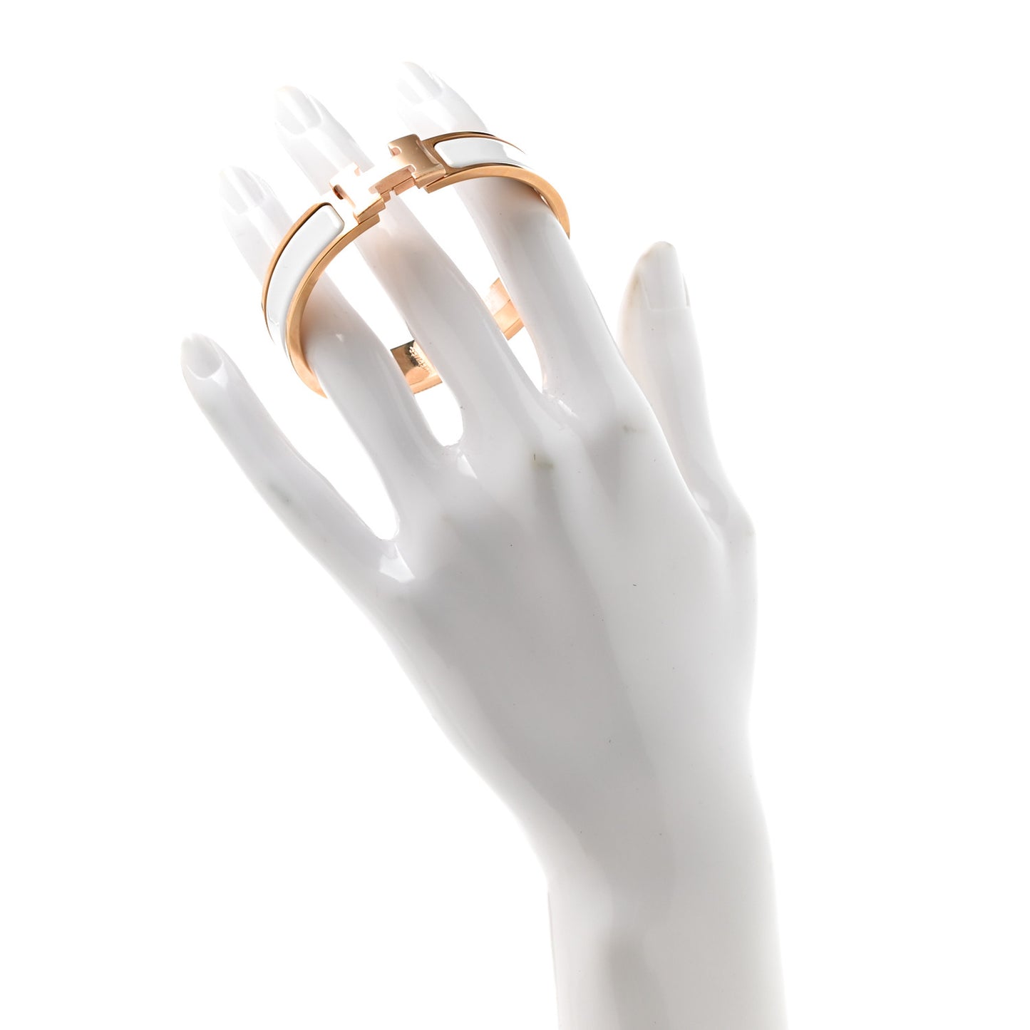 Enamel Narrow Clic Clac H Bracelet PM White