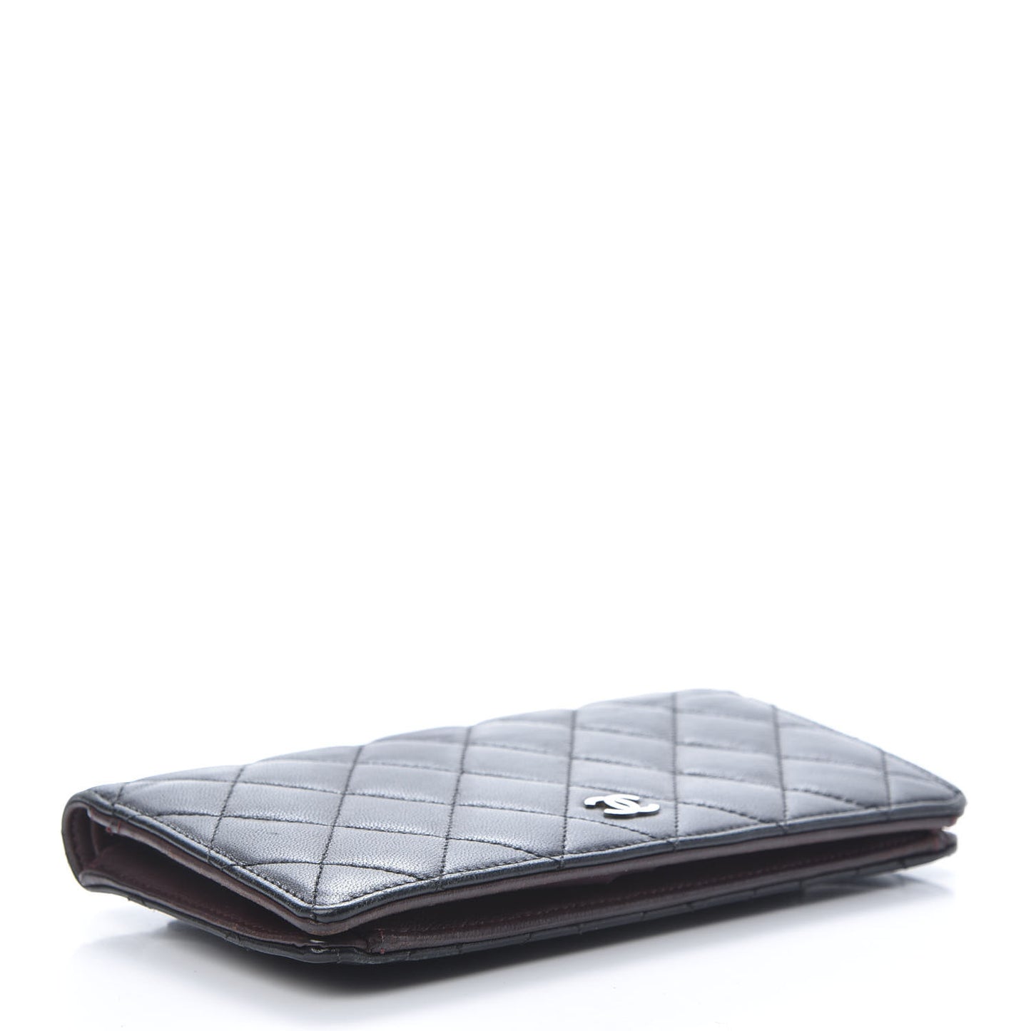 Lambskin Quilted Yen Wallet Black