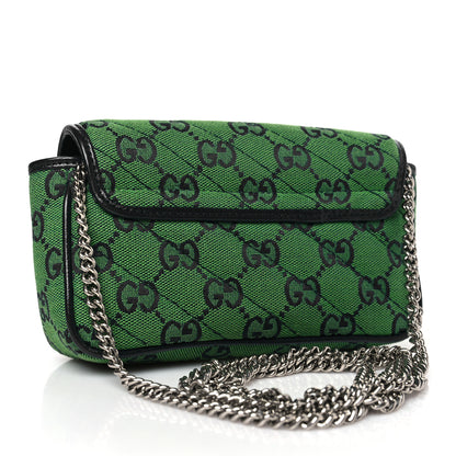Gucci Monogram Multicolor Matelasse Diagonal Super Mini GG Marmont Shoulder Bag Green Blue 3 of 9