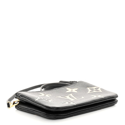 Louis Vuitton Empreinte Monogram Giant Double Zip Pochette Black Cream 4 of 10