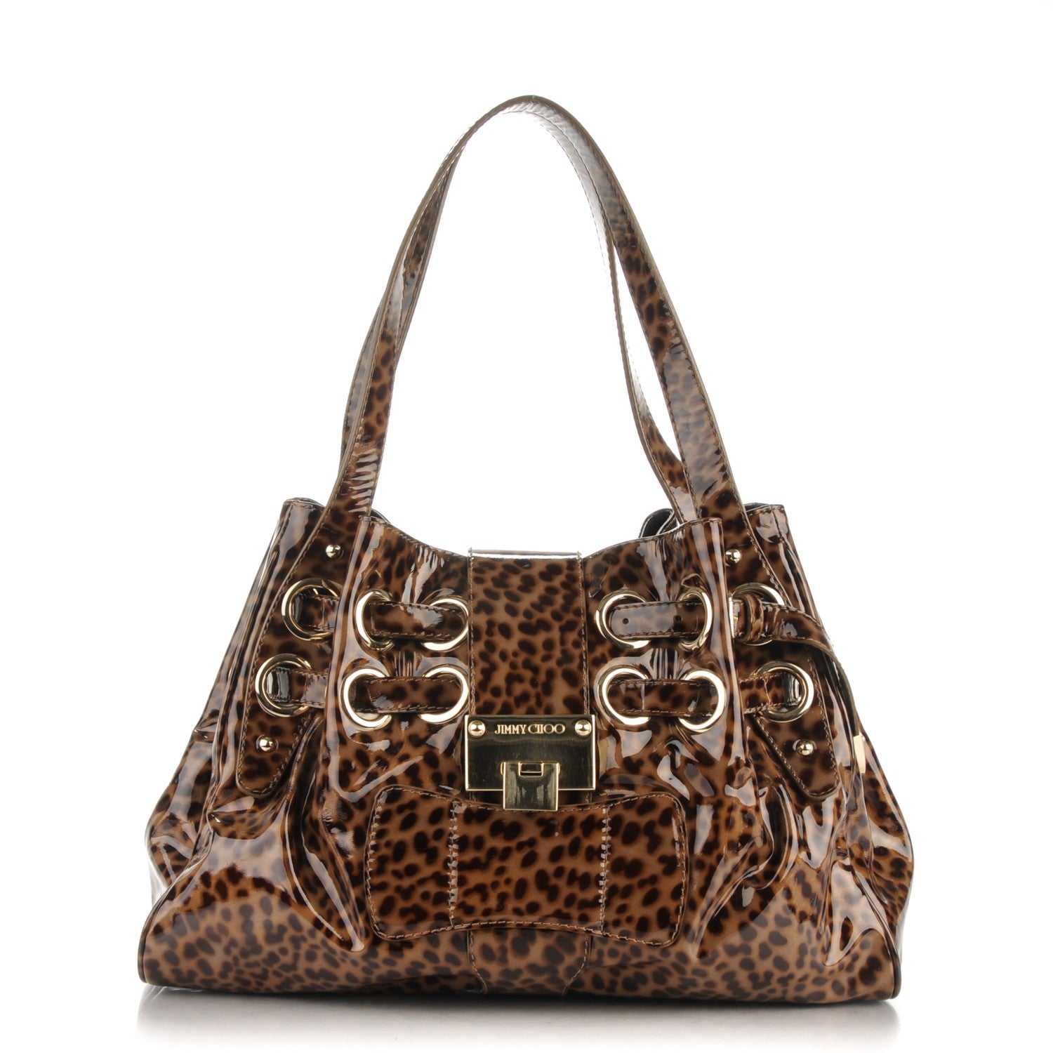 Jimmy Choo Patent Leopard Print Riki Natural 1 of 6