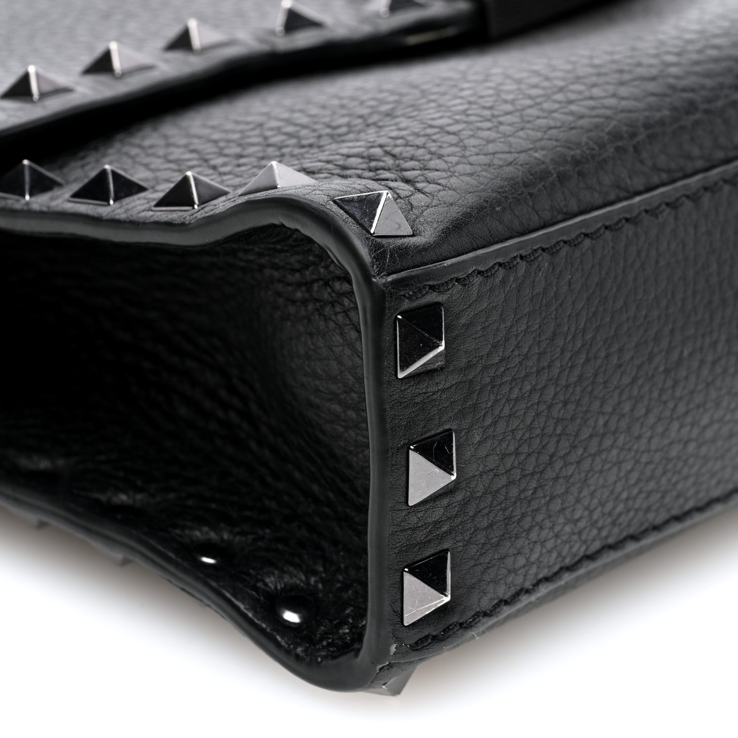 Valentino Garavani Pebbled Calfskin Monochrome Medium Rockstud Flip Lock Crossbody Bag Black 8 of 9