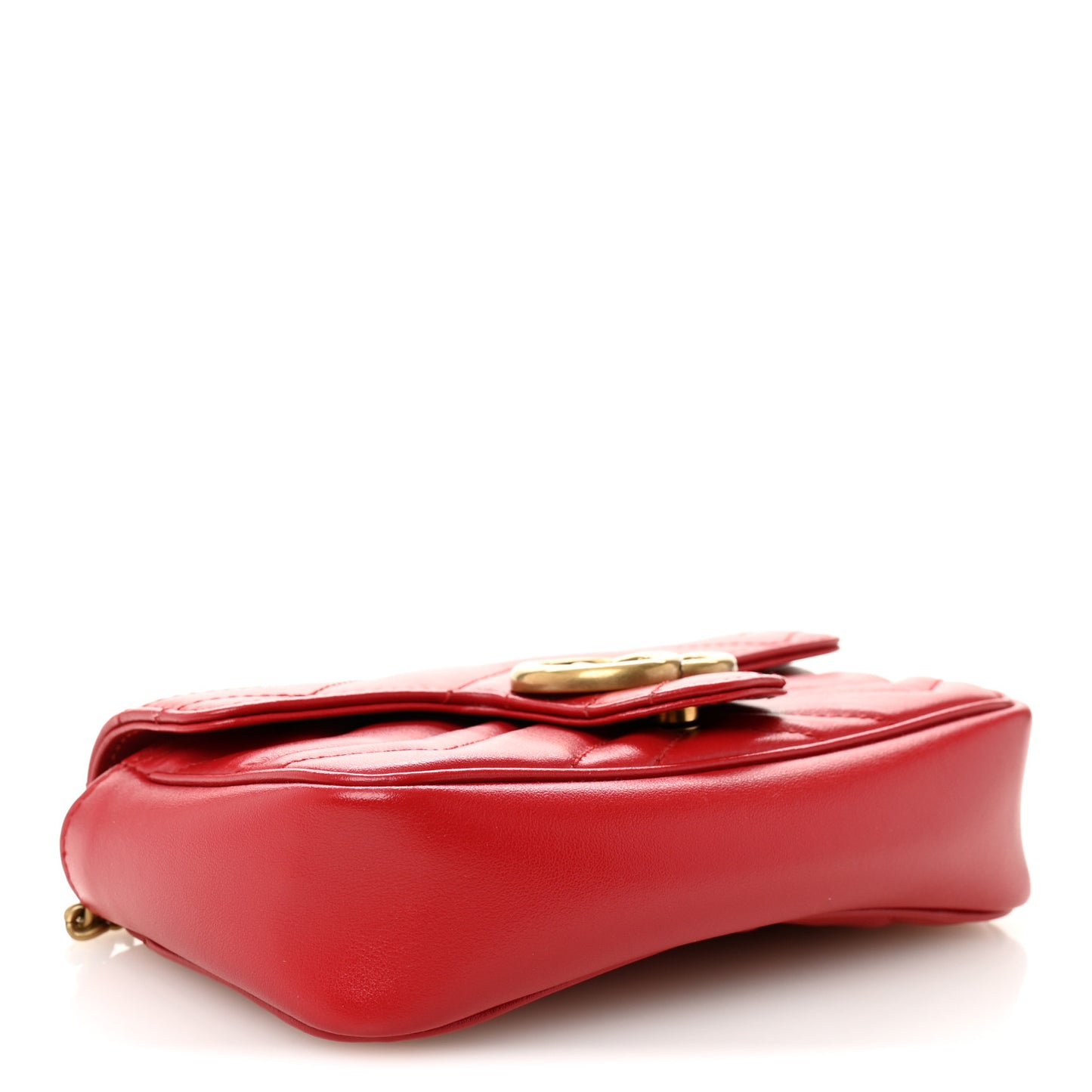 Calfskin Matelasse Super Mini GG Marmont Shoulder Bag Hibiscus Red