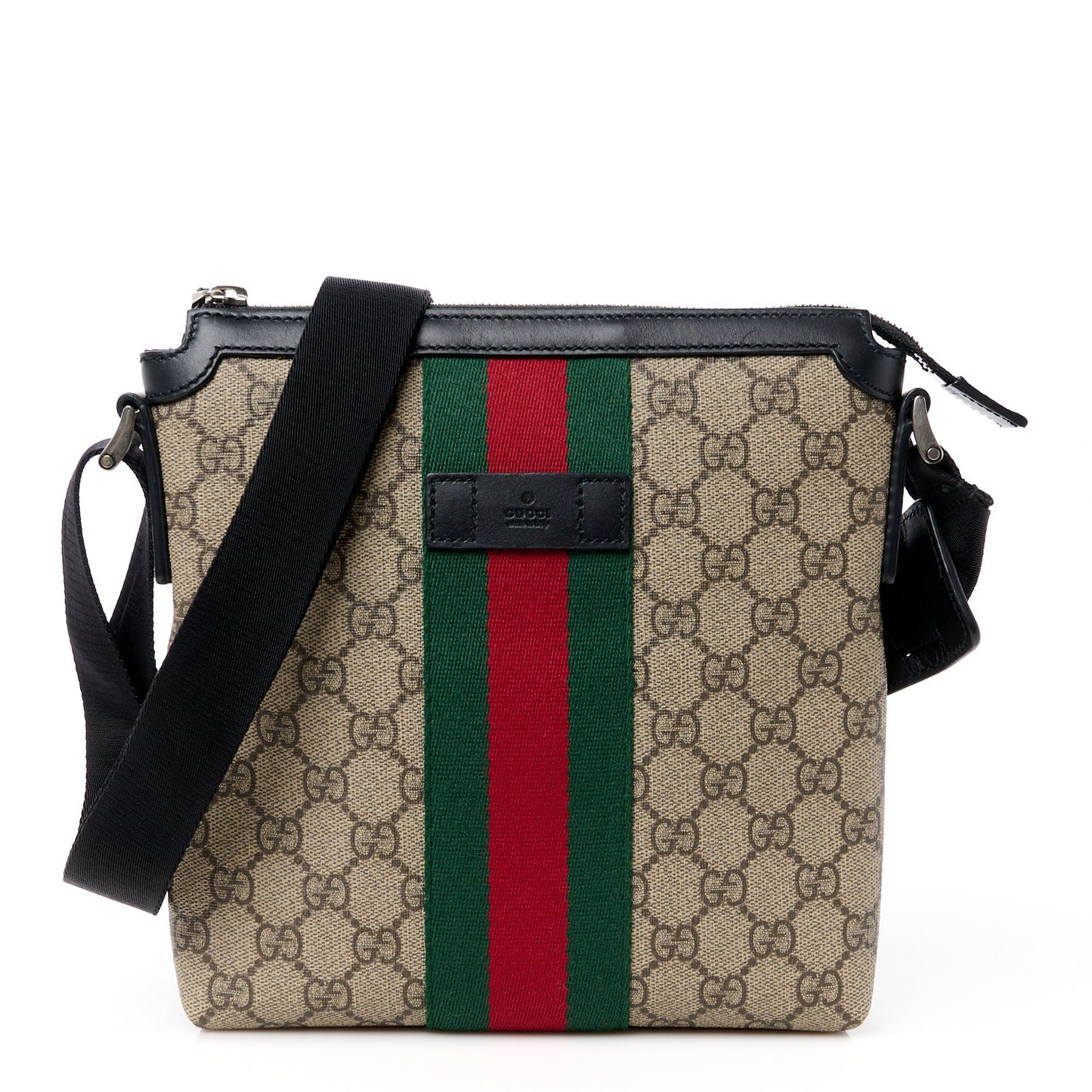 GG Supreme Monogram Web Messenger Bag Black