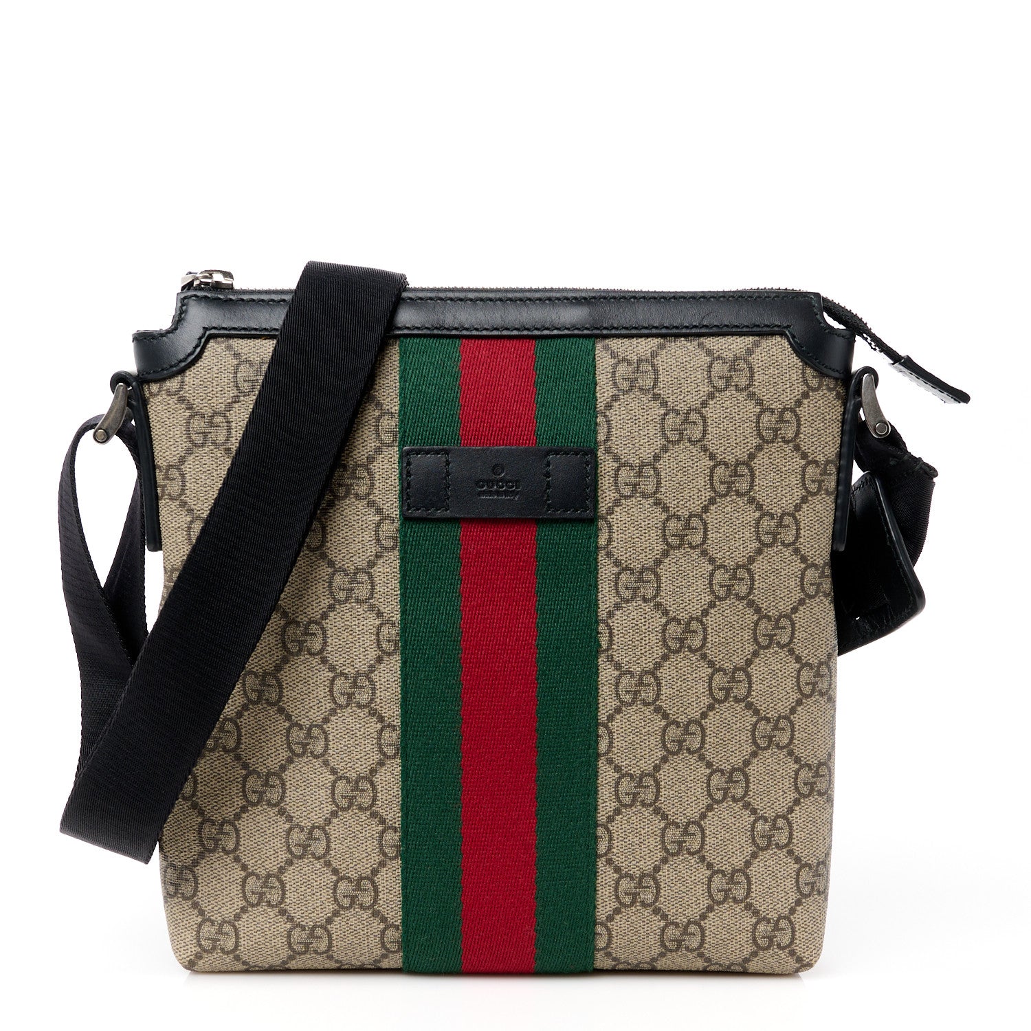 Gucci GG Supreme Monogram Web Messenger Bag Black 1 of 14