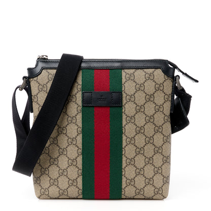 Gucci GG Supreme Monogram Web Messenger Bag Black 1 of 14