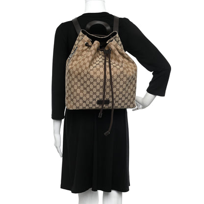Gucci Monogram Dollar Calfskin O Drawstring Backpack Beige Ebony Testa di Moro Dark Chocolate 2 of 13