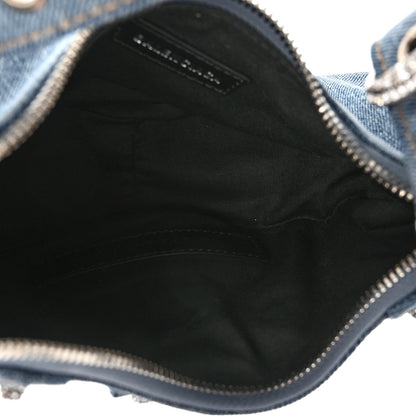 Balenciaga Washed Frayed Denim Crystal Le Cagole Shoulder Bag XS Blue 5 of 9