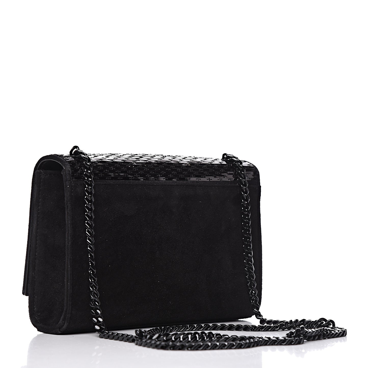 Suede Sequin Monogram Small Kate Shoulder Bag Black