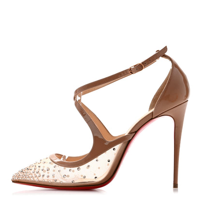 Christian Louboutin Dentelle Jacquard Strass Twistissima 100 Pumps 39.5 Light Silk 1 of 8