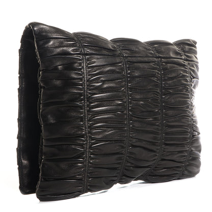 Prada Nappa Dressy Gaufre Ruched Flap Clutch Nero Black 3 of 9