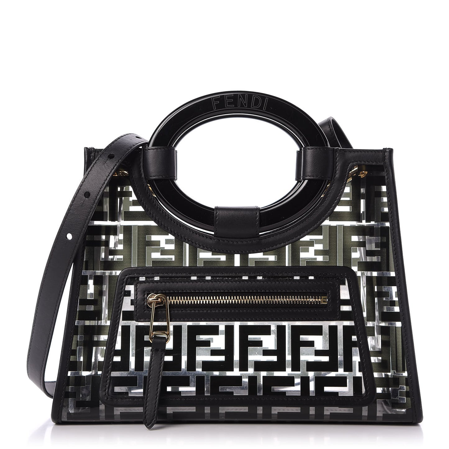 TPU FF Vitello Century Plexiglass Small Runaway Shopper Tote Black