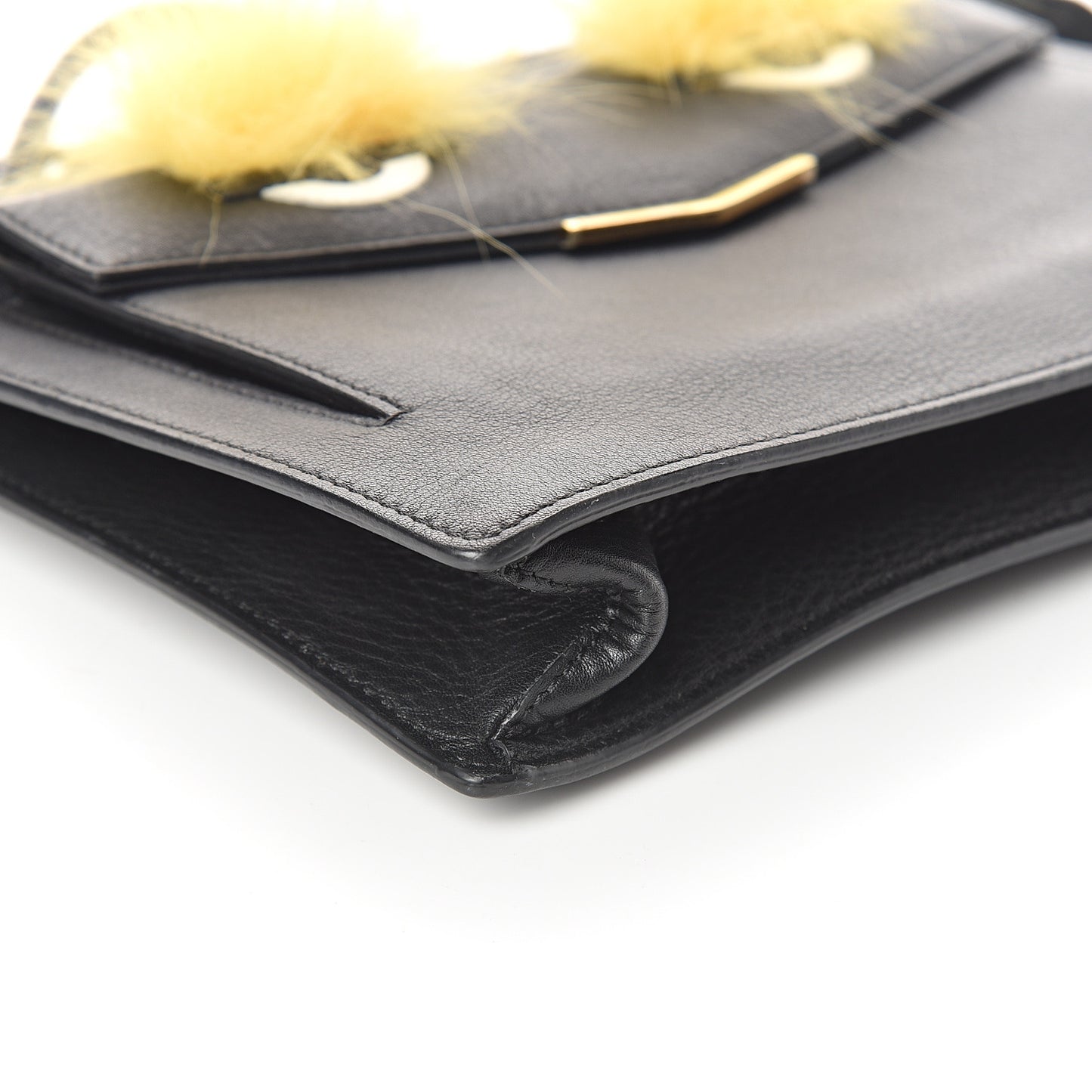 Vitello Dolce Fox Fur Monster Eyes Mini 2Jours Pouch Black Yellow