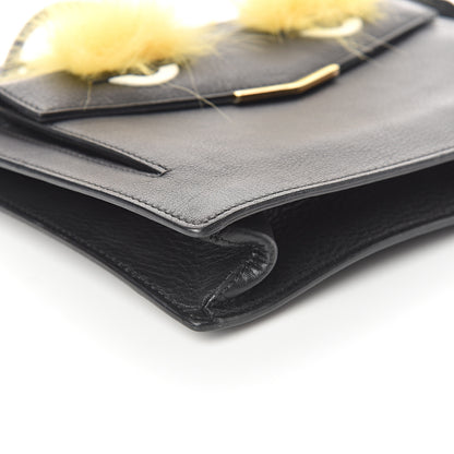 Fendi Vitello Dolce Fox Fur Monster Eyes Mini 2Jours Pouch Black Yellow 7 of 8
