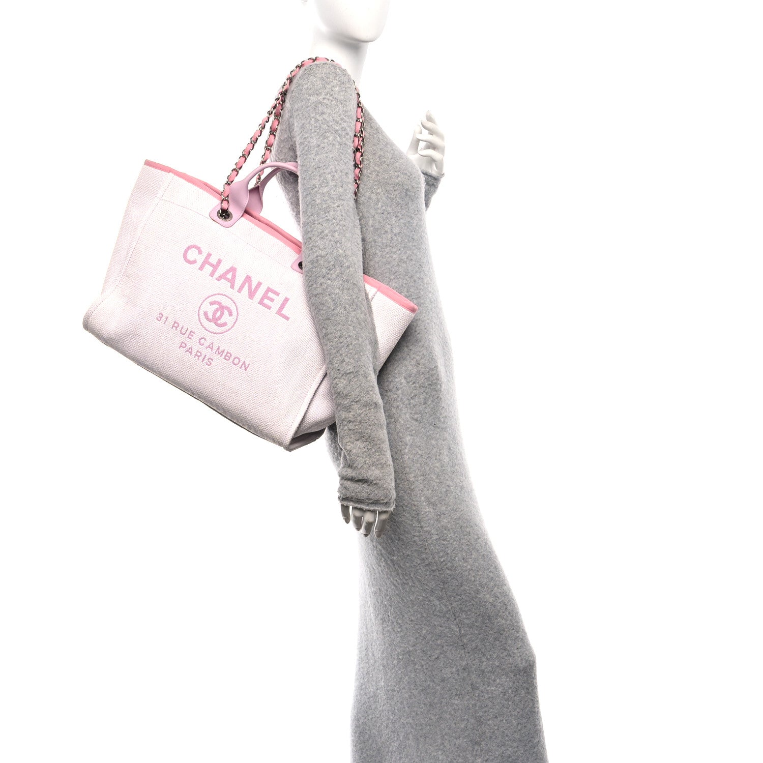 Chanel Woven Straw Raffia Medium Deauville Tote Pink 2 of 11
