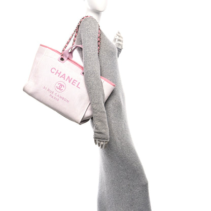 Chanel Woven Straw Raffia Medium Deauville Tote Pink 2 of 11
