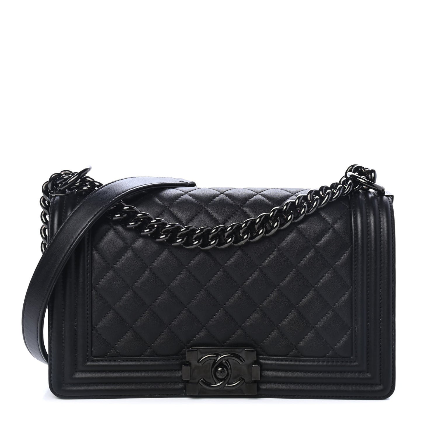 Calfskin Quilted Medium Boy Flap So Black