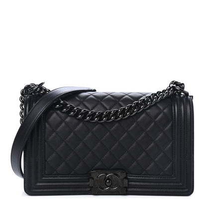 Chanel Calfskin Quilted Medium Boy Flap So Black 1 of 5