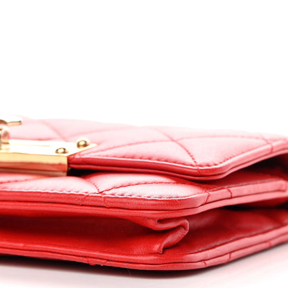 Chanel Lambskin Quilted Golden Class Wallet on Chain WOC Red 10 of 12