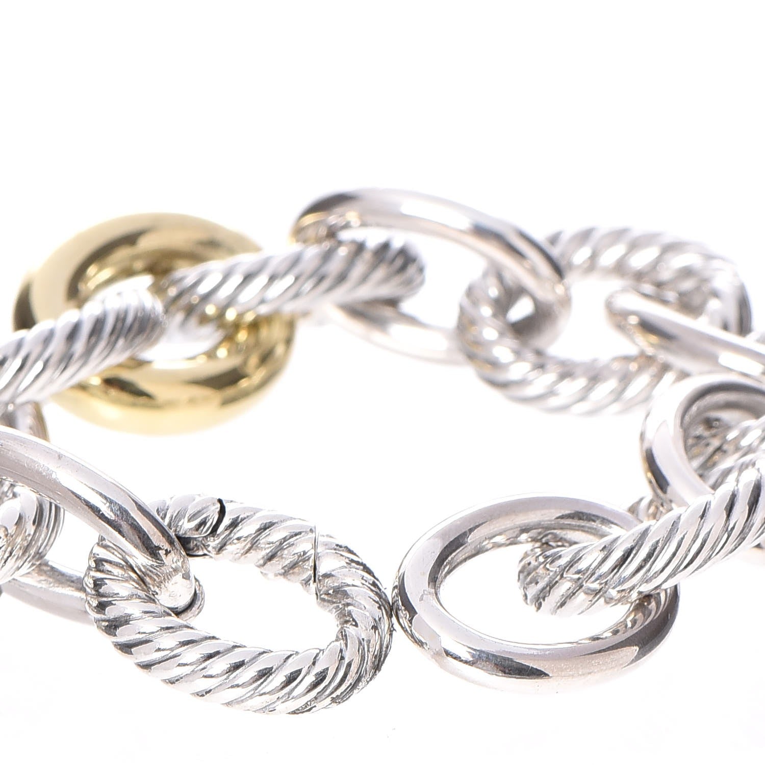 David Yurman Sterling Silver 18K Yellow Gold 19mm Extra Large Oval Link Bracelet 5 of 9