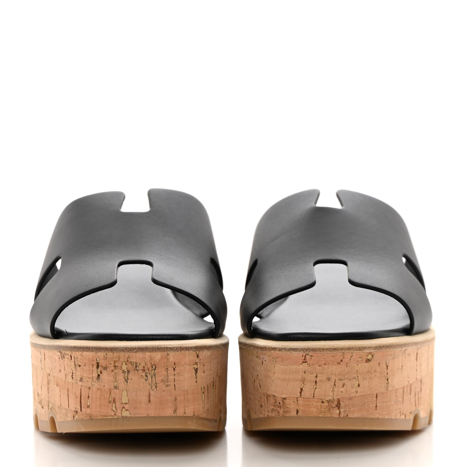 Hermes Calfskin Cork Eze 30 Sandals 40 Black 2 of 9