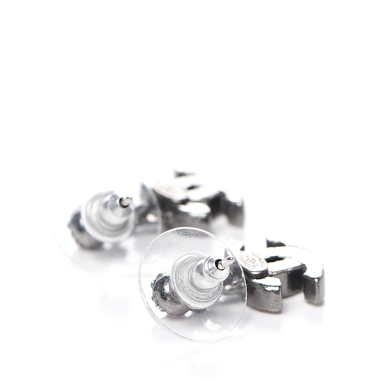 Chanel Crystal CC Drop Earrings Silver Multicolor 3 of 4