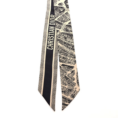 Christian Dior Silk Plan De Paris Mitzah Scarf Beige Black 2 of 3