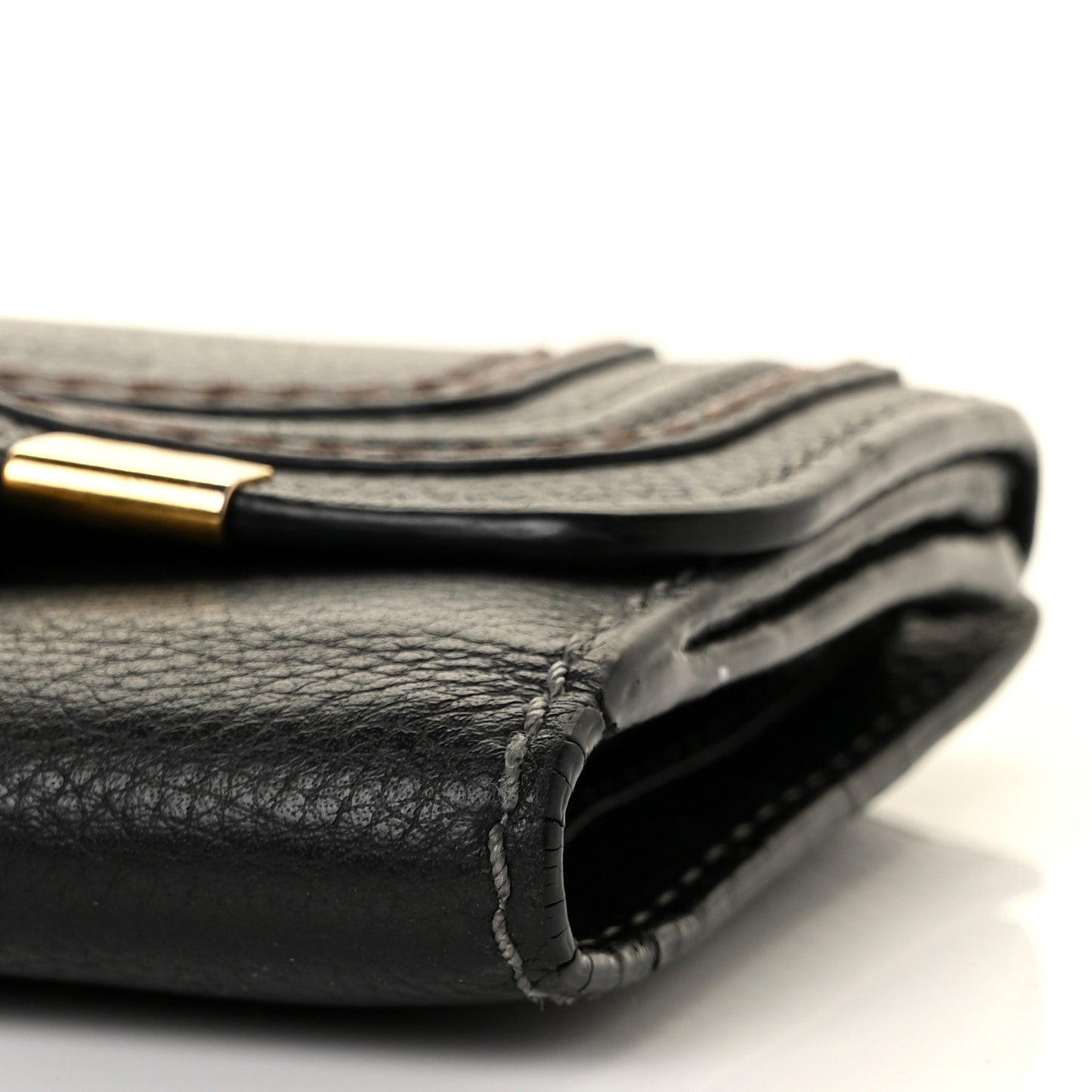 Grained Calfskin Marcie Square Wallet Black